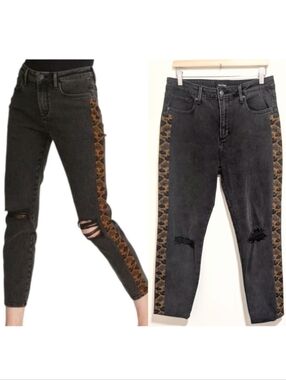 Driftwood | Gizelle High Rise Leopard Stripe Skinny In Black